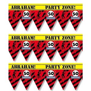 3x 50 Abraham tape/markeerlinten waarschuwing 12 m versiering