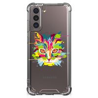 Samsung Galaxy S21 Stevig Bumper Hoesje Cat Color - thumbnail