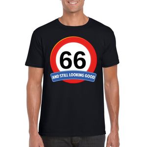 Verkeersbord 66 jaar t-shirt zwart heren