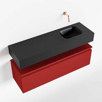 Toiletmeubel Mondiaz Andor | 100 cm | Meubelkleur Fire | Lex vrijhangend wastafel Urban Rechts | Zonder kraangat