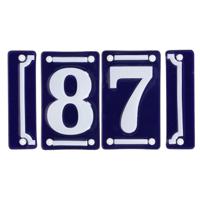 Best for Boots huisnummer 87 - met sierrand - Oudhollands - emaille - blauw/wit