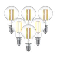Set van 6 Smart WiFi LED Filament lamp - E14 Fitting - 4,9 Watt 470 Lumen - P45 - E14 fitting - Zilveren fitting - 1800-3000K Dimbaar - Smart Gloeilampen