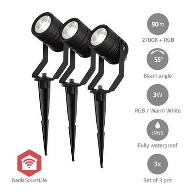 Nedis Smartlife Buitenlamp | 3 x 90 lm | Zigbee 3.0 | 3 x 3 W | RGB | 2700 K | Aluminium | Android™ / IOS - ZBLOS10RGBW3