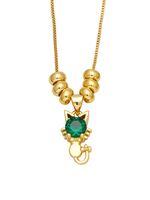 Messing gekleurd zirkoon Diamant Kat Halsketting Sleutelbeen Keten - thumbnail