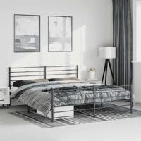 Bedframe met hoofd- en voeteneinde metaal zwart 183x213 cm