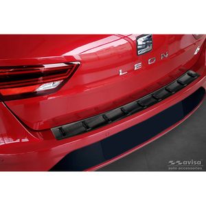 Zwart RVS Bumper beschermer passend voor Seat Leon ST (5F) 2013-2017 & Facelift 2017-2020 'STRON AV254011