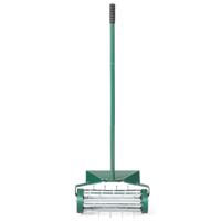 46 cm Rollende Gazonbeluchter Handmatige Roterende Spike Verticuteerder met Groot Beschermend Scherm Lange Steel Groen