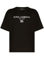 Dolce & Gabbana t-shirt en coton à logo brodé - Noir - thumbnail