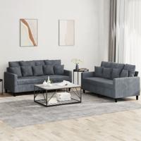2-delige Loungeset met kussens fluweel donkergrijs