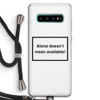 Alone: Samsung Galaxy S10 Plus Transparant Hoesje met koord Alone: Samsung Galaxy S10 Plus Transparant Hoesje met koord
