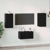 Tv-meubelset 3 pcs Zwart eiken 60 x 30 x 30.5 cm Bewerkt hout