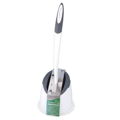 Buemag Toiletborstel Hygienisch - grijs met wit - met houder - rubber - 41 cm- Toiletgarnituur