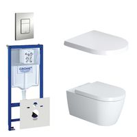 Duravit Starck Me Toiletset - inbouwreservoir - diepspoel - wandcloset - softclose - bedieningsplaat verticaal/horizontaal - mat chroom 0720002/0729205/0293433/0293435/