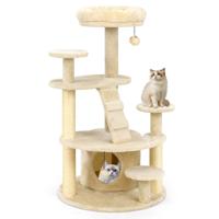 Katten Toren Voor Volwassen Katten Meerlaagse Klimboom met Grot en Gevoerde Zitplaats Beige Katten Toren Voor Volwassen Katten Meerlaagse Klimboom met Grot en Gevoerde Zitplaats Beige