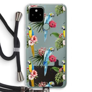 Kleurrijke papegaaien: Pixel 5 Transparant Hoesje met koord