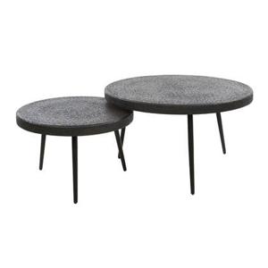 Giga Meubel - Salontafel Rond - Zwart Metaal - Set Van 2 - 74x74x35cm