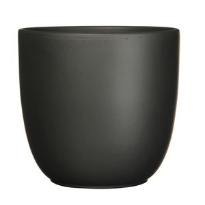 Plantenpot/bloempot Tusca - Zwart - keramiek - mat - D22/H20 cm