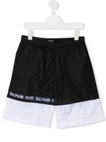 Balmain Kids short de bain colour block à bande logo - Noir - thumbnail