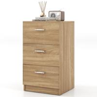 Nachtkastje Houten Ladekast met 3 Laden Bijzettafel voor Slaapkamer Woonkamer Moderne Stijl Natuurlijke 38 x 35 x 66 CM