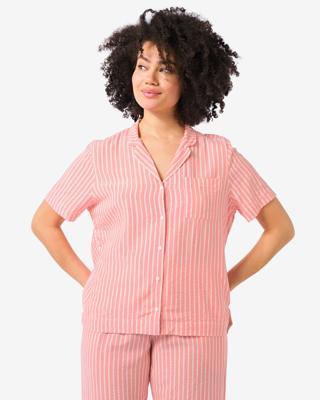 HEMA Dames Pyjamatop Seersucker Strepen Koraalroze (koraalroze)