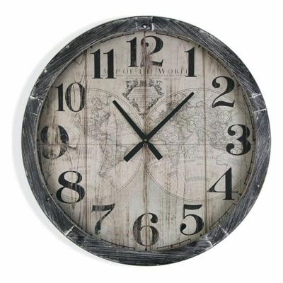 Muurklok Versa Map World Hout MDF (6,5 x 76,5 x 76,5 cm)