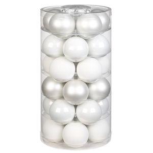 30x stuks glazen kerstballen wit 6 cm glans en mat