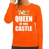 Woningsdag Im the queen of this castle sweaters / trui voor thuisblijvers tijdens Koningsdag oranje dames 2XL  - - thumbnail