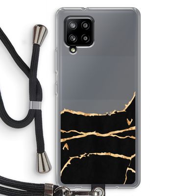 Gouden marmer: Samsung Galaxy A42 5G Transparant Hoesje met koord