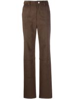 Nanushka pantalon droit en daim artificiel - Marron