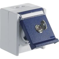 Stopcontact enkel waterdicht IP55 met klep afsluitbaar slottype 2