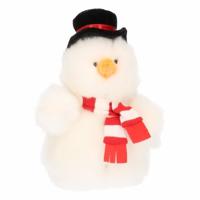 Pluche sneeuwpop knuffel 14 cm - Winter sneeuw decoratie poppetje