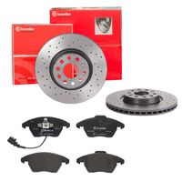 Remmenset, remschijf BREMBO, Remschijftype: Geperforeerd / Geventileerd, Inbouwplaats: Vooras, u.a. für VW, Skoda, Audi, Seat