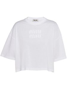 Miu Miu t-shirt en coton à logo brodé - Blanc