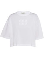 Miu Miu t-shirt en coton à logo brodé - Blanc