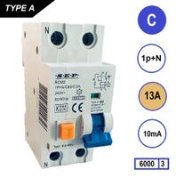 SEP Aardlekautomaat 13A C Kar 10mA 2 polig 36mm RCM2 Kema Keur 230V automaat en aardlek in een