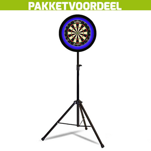 Winmau Blade 6 + Lena Dartbordverlichting Deluxe Blauw - Zwart + Dartstandaard