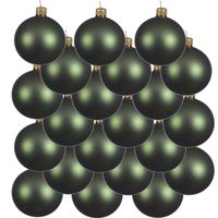 18x Donkergroene glazen kerstballen 6 cm mat