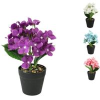 Kunstplant in pot hortensia 22 cm 4 assorti | 24 stuks