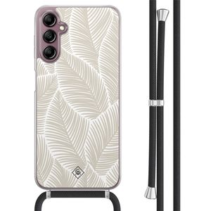 Samsung Galaxy A14 hoesje met koord - Palm leaves beige