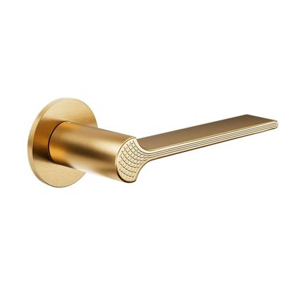 DND handles DND Ginkgo Biloba deurkruk op rond rozet - PVD warm goud