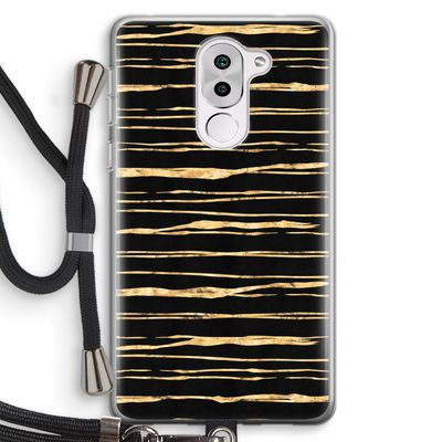 Gouden strepen: Honor 6X Transparant Hoesje met koord