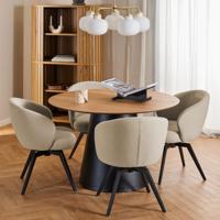 Bendt Ronde Eettafel 'Anemone' Eiken, 120cm, kleur Zwart