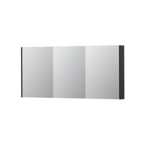 INK SPK2 Spiegelkast - 160x14x74cm - 3 deuren - dubbelzijdige Spiegel - schakelaar en stopcontact - MDF lak antraciet mat 1105502