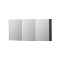 INK SPK2 Spiegelkast - 160x14x74cm - 3 deuren - dubbelzijdige Spiegel - schakelaar en stopcontact - MDF lak antraciet mat 1105502