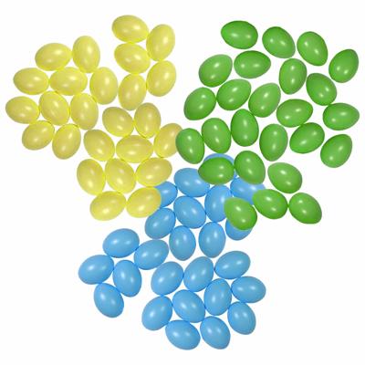 Knutsel en decoratie paaseieren - 75x stuks - kleuren mix - plastic - 6 cm - Pasen thema