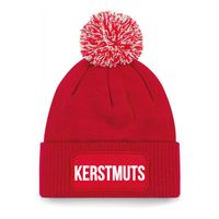 Kerstmuts muts met pompon unisex one size - Rood - thumbnail