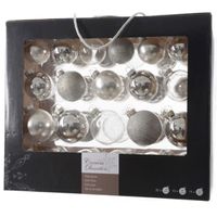 42x Glazen kerstballen glans/mat/glitter zilver 5-6-7 cm kerstboom versiering/decoratie   - - thumbnail