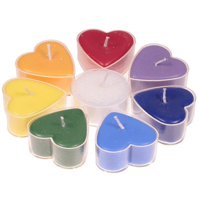 Fair Trade Hartvormige Geurkaarsjes Chakra (Set van 7 + 1)