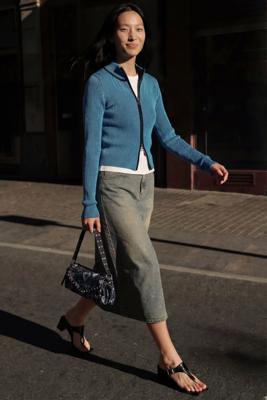 Cardigan met dubbele rits - BLUE - XL