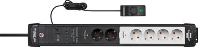 Brennenstuhl Premium-Line | 2+4 voudig | zwart/lichtgrijs | *DE* | 3m | H05VV-F3G1.5 | met voetschakelaar 1951560103